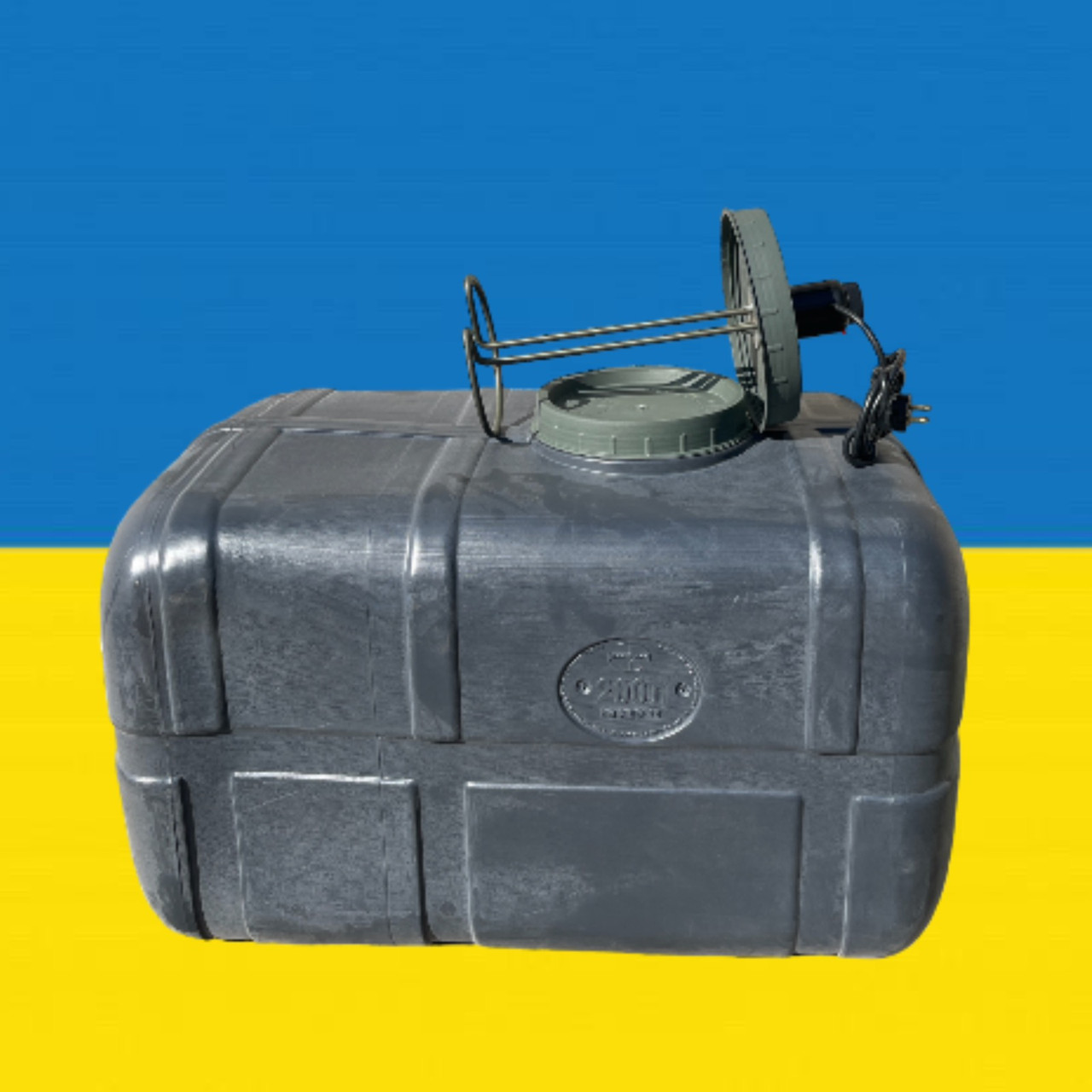Бак для душу прямокутний, з теном, нагрівачем води та лійкою 200 л, фото 1