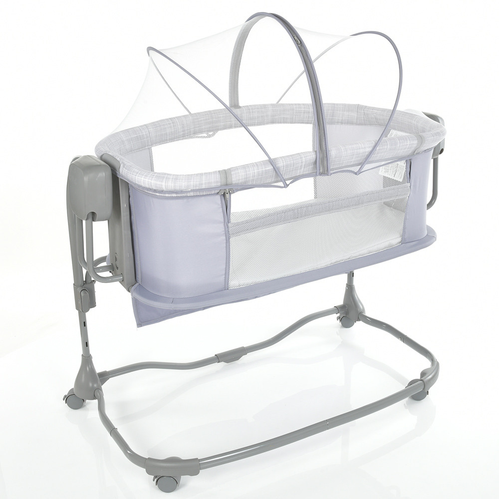 Приставне ліжечко для новонароджених з функцією гойдання та таймером Mastela 8602 Світло-сірий