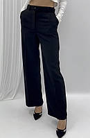 Прямі чорні брюки жіночі з поясом