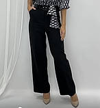 Прямі чорні брюки жіночі з поясом, фото 2