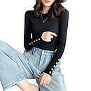 Жіночий трикотажний гольф із кнопками, фото 2