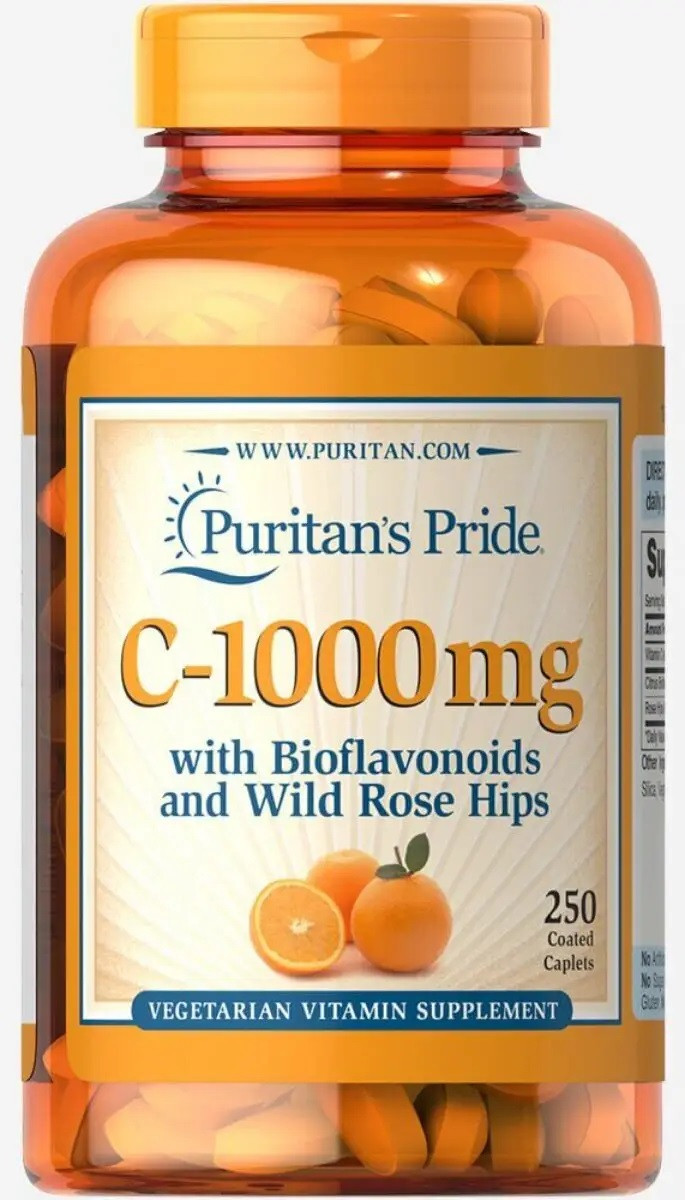 Витамин C Puritan's Pride Vitamin C-1000 mg with Bioflavonoids Rose Hips 250 Caplets GS, код: 7517346 - фото 1 - id-p1923724870