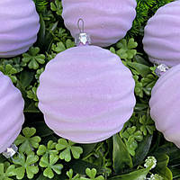 Новогоднее украшение шар зефирка бархатная.8 см (за 6 шт.) сиреневый