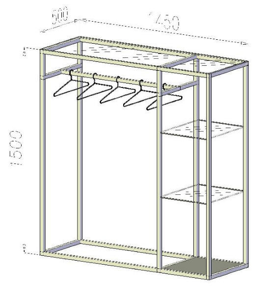 Стійка для одягу з полицями 