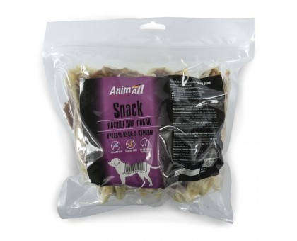 Ласощі для собак AnimAll Snack вуха кролика фаршировані м'ясом курки 500 г., фото 1