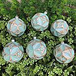 Новорічна прикраса шар рельєф.8 см (за 6 шт.) м'ята, фото 3