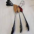 Плечики вішалки 44 см металеві з світлою дерев'яною вставкою з силіконові, фото 3