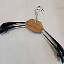 Плечики вішалки 44 см металеві з світлою дерев'яною вставкою з силіконові, фото 4