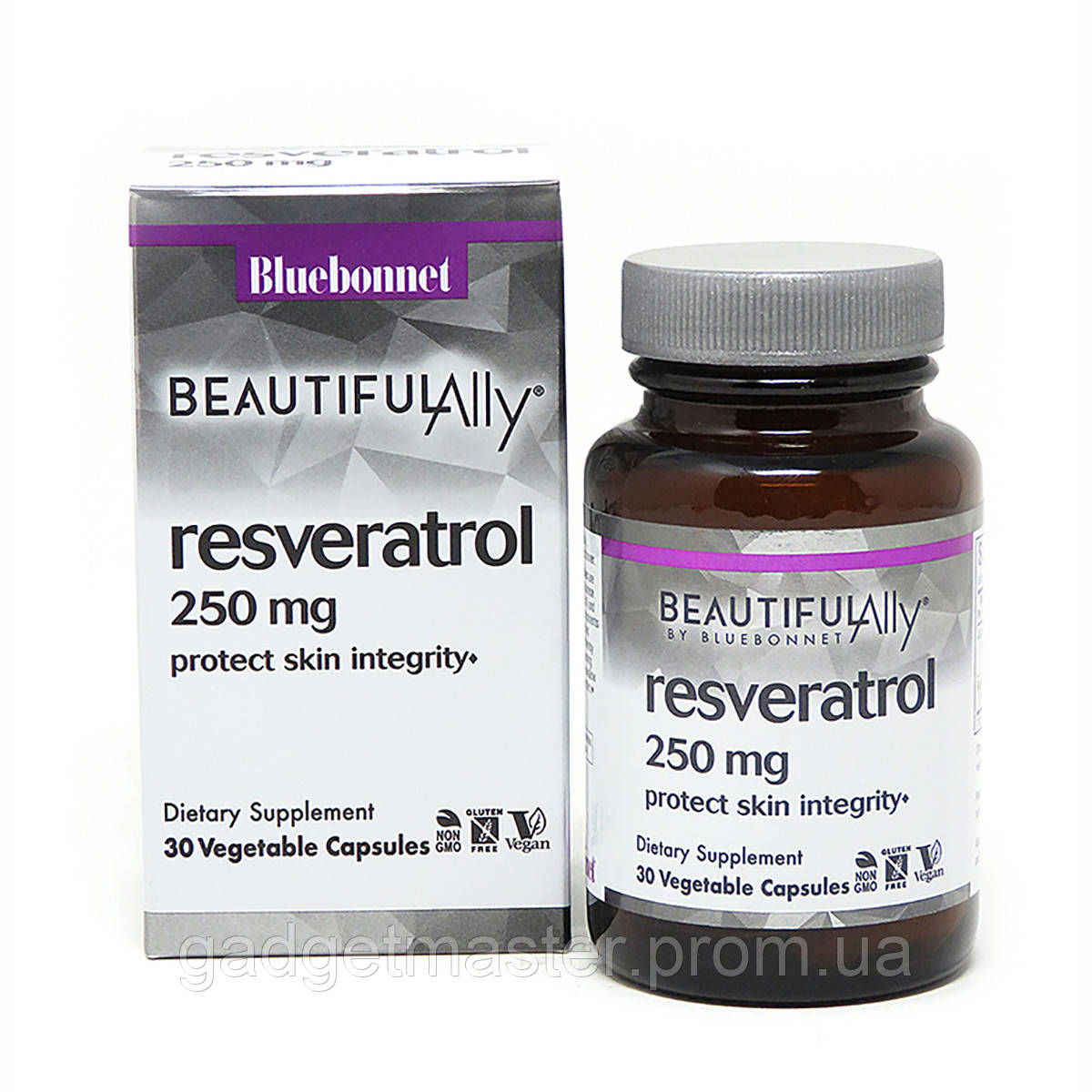 Ресвератрол 250 мг Bluebonnet Nutrition Beautiful Ally Resveratrol 250 мg 30 растительных кап GS, код: 1845308 - фото 1 - id-p1923766781