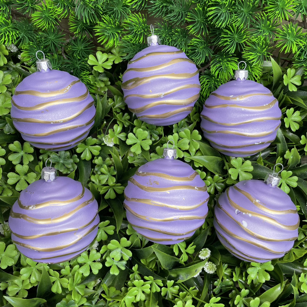 Новорічна прикраса куля зефірка.8 см (за 6 шт.) бузковий, фото 1