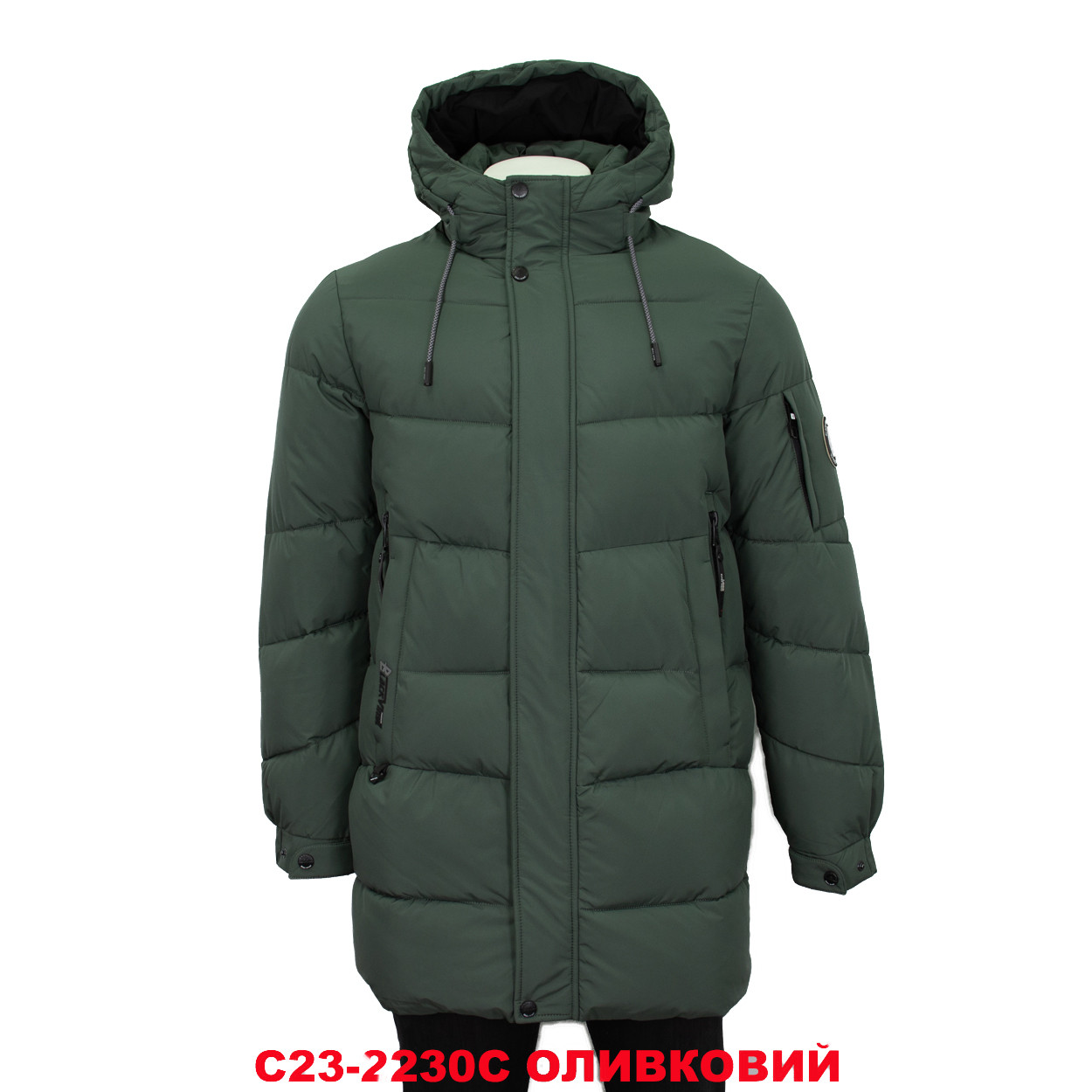 Куртка чоловіча BLACK VINYL (зимова) C23-2230C ОЛИВКОВИЙ 100% поліестер. Утеплювач: Біо пух 56(Р), фото 1