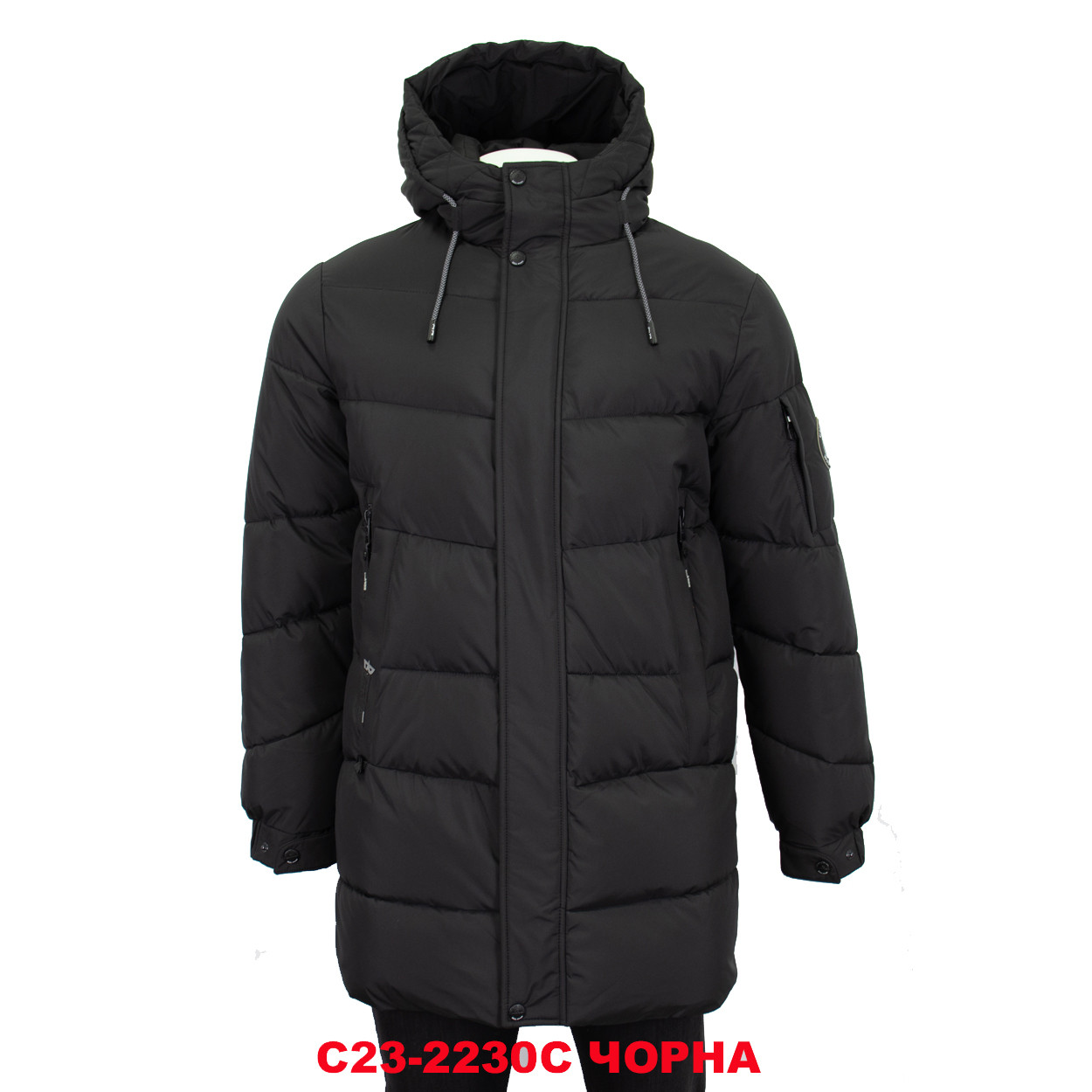 Куртка чоловіча BLACK VINYL (зимова) C23-2230C ЧОРНА 100% поліестер. Утеплювач: Біо пух 56(Р), фото 1