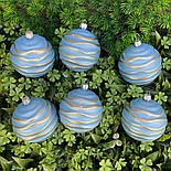 Новорічна прикраса куля зефірка.8 см (за 6 шт.) синій, фото 2