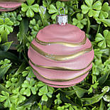 Новорічна прикраса — куля зефірка,8 см (за 6 шт.) рожевий, фото 3