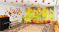Осенние Фото Шторы в детский сад "Солнечные лучи и осенние листья" - Любой размер! Читаем описание!