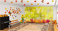 Осенние Фото Шторы в детский сад "Осенние листья и солнечные лучи" - Любой размер! Читаем описание!