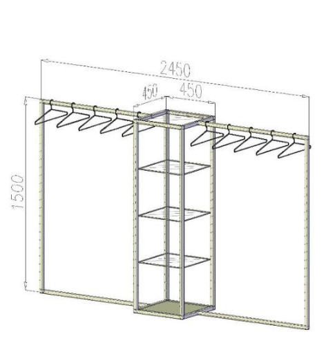 Стійка для одягу з двома перекладинами та полицями