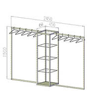 Стойка для одежды с двумя перекладинами и полками