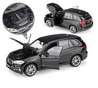 Масштабная модель автомобиля BMW X5 1:24, Черная моделька БМВ, Игрушечная машинка у которой открываются двери