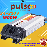 Инвертор Преобразователь напряжения 24V 220V 1500W USB-5VDC 2.0A Клеммы Мод. синусоида