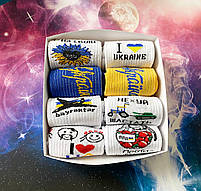 Шкарпетки жіночі 8 пар у коробці. Патріотичні шкарпетки підліткові. Бокс зі шкарпетками для дівчат 36-41р, фото 6