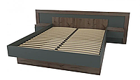 Ліжко двоспальне з навісними тумбами в спальню ЛДСП Вірджинія Селект/Графіт Неман