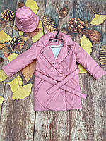 Дитяче демісезонне пальто не промокає і не продуває осіння стильне пальтишко для дівчинки підлітка рожеве