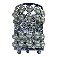 Стакан-підставка кругла срібло з перлами для інструментів (пилок, пензлів, олівців)