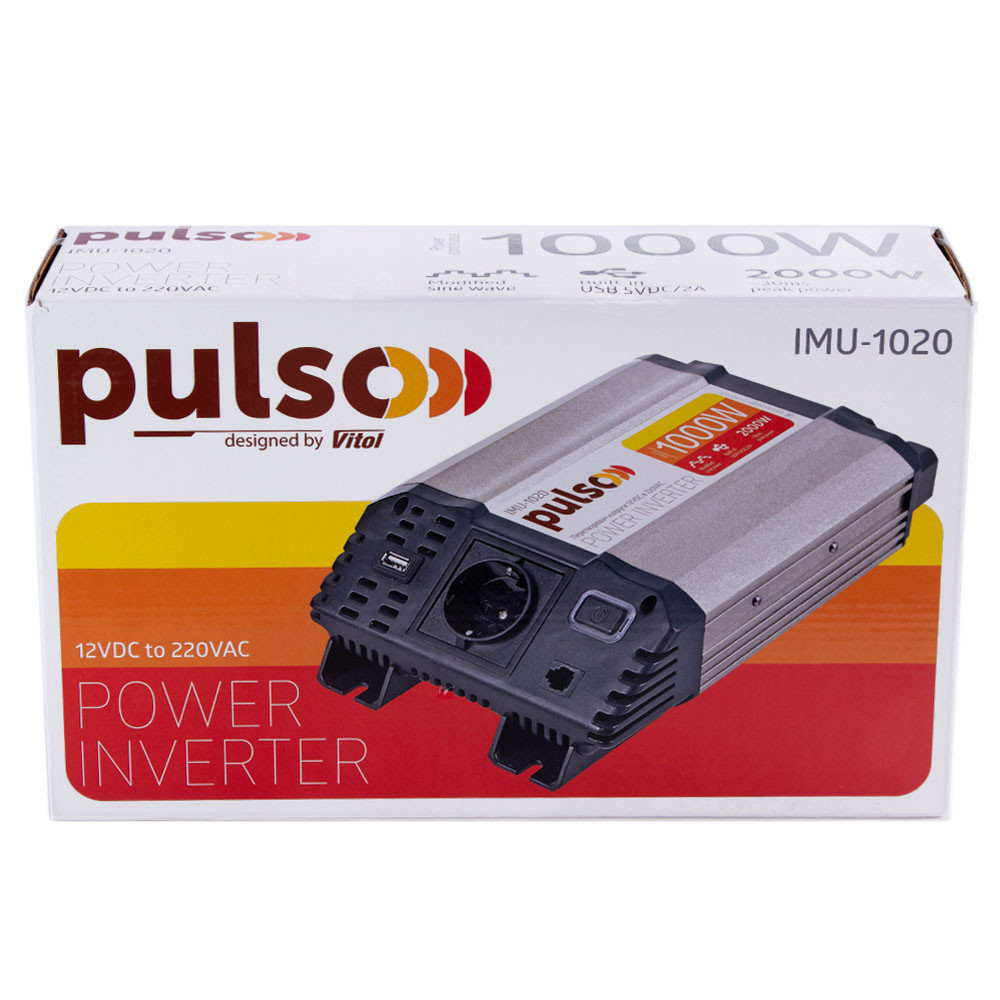 Інвертор Перетворювач напруги 12 V 220 V 1000 W USB-5VDC 2.0 A Клеми Мод. синусоїда, фото 1