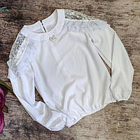 Белая школьная блуза рубашка для девочки "Бьюти" 134р