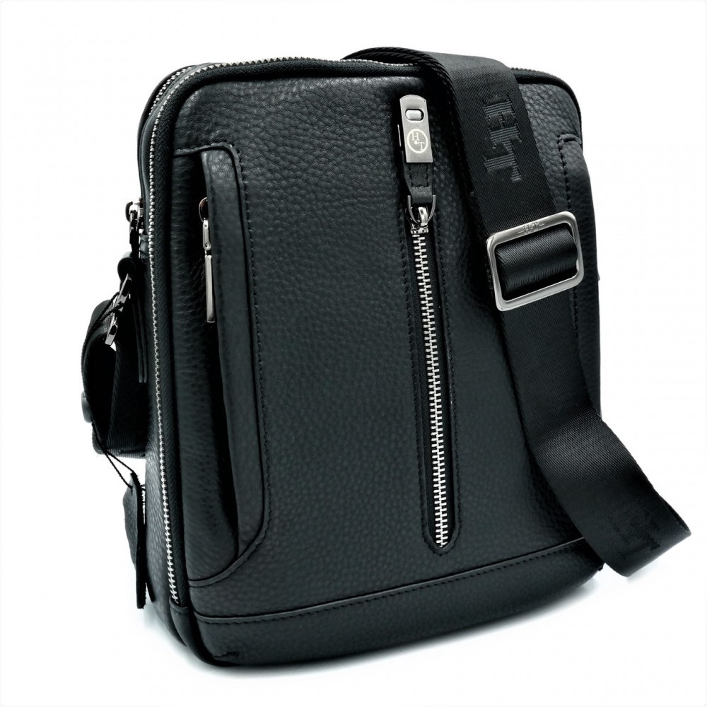 Чоловіча шкіряна сумка H.T.Leather Чорного кольору 5435-4