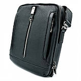 Чоловіча шкіряна сумка H.T.Leather Чорного кольору 5435-4, фото 3