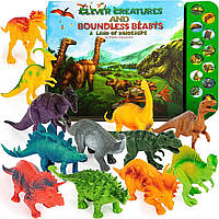 Набор 12 динозавров и интерактивная книга со звуками dinosaurs set and Interactive Dinosaur Sound Book