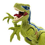 Іграшковий динозавр зелений, пластик, звук, підсвічування, рухливі кінцівки, 10*27*11см (NY085-A), фото 2