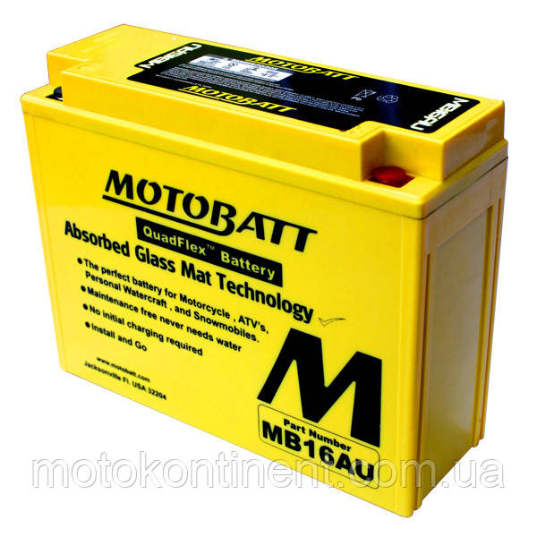 Аккумулятор для мотоцикла гелевый MOTOBATT AGM 20,5Ah 230A размер 207 x 72 x 164 MB16AU - фото 1 - id-p335632329