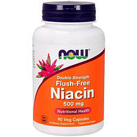 Ниацин NOW Foods Flush-Free Niacin 500 mg Double Strength 90 Veg Caps NF0498 DM, код: 7518353