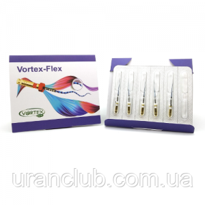 Vortex FLEX, 25/17 мм, система машинних нікель-титанових профайлів для викривлених каналів, 5 шт.