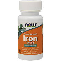 Микроэлемент Железо NOW Foods Iron, Double Strength 36 mg 90 Veg Caps EH, код: 7518399