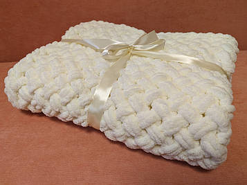 Дитячий плюшевий плед ручної роботи із Alize Puffy, 85*85см