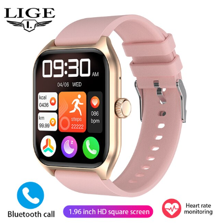 Розумні смарт годинник 2023 Smart Watch для Android і iOS, пульсометром, тонометром, крокоміром (рожеві), фото 1