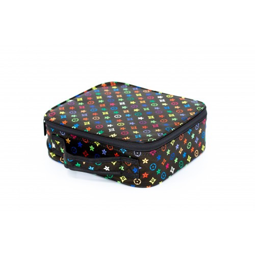 Сумка - валіза (косметичка, кейс) для майстра візажиста (для косметики) чорна з принтом, фото 1