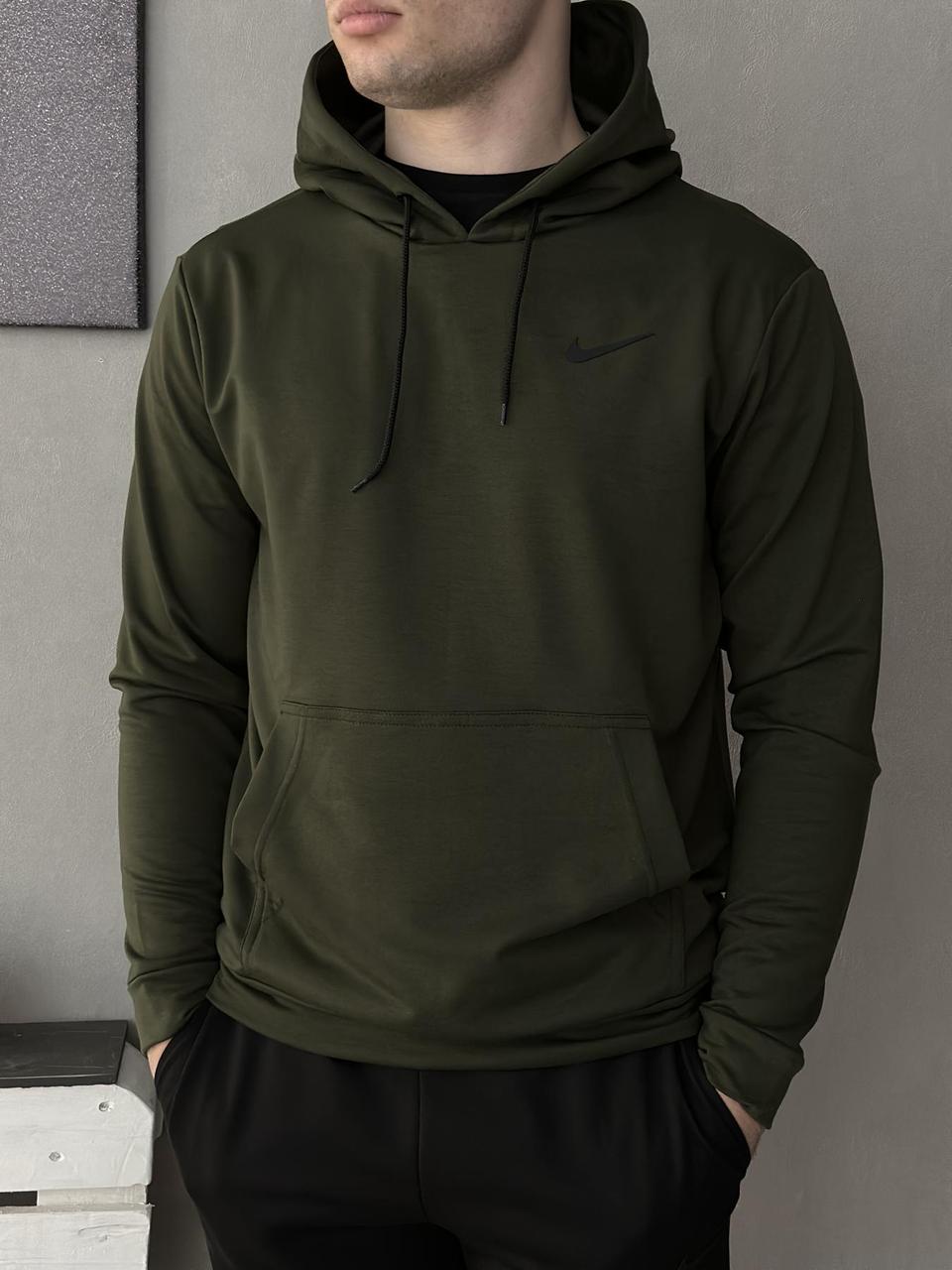Темно-зелена чоловіча худи-толстовка Nike. Худі модне демісезон для чоловіків хакі Найк