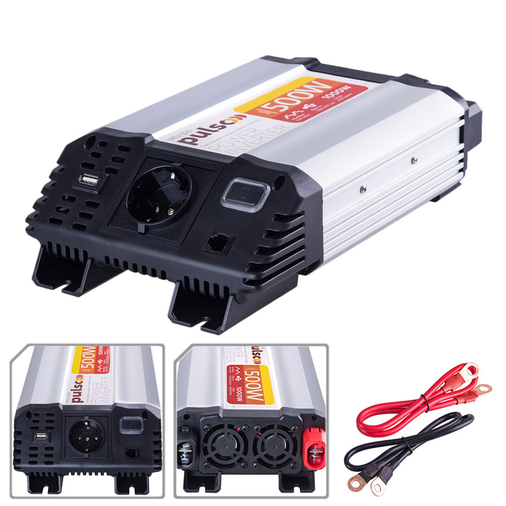 Інвертор Перетворювач напруги 12V-220V 500W USB-5VDC 2.0 A Клеми Мод. синусоїда, фото 1