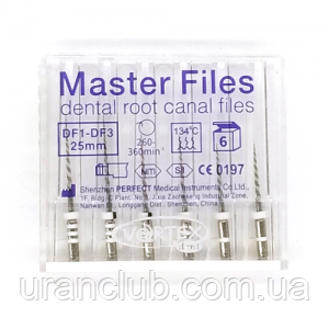 Master Files, Ni-Ti інструмент для розроблення кореневих каналів для кутового наконечника, 6 шт.