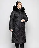 Довгий жіночий пуховик із хутром довгий Li-167 чорний, розміри 48-66, фото 2