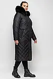 Довгий жіночий пуховик із хутром довгий Li-167 чорний, розміри 48-66, фото 3