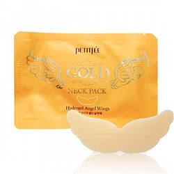 Гідрогелева маска для шиї з плацентою Petitfee Hydrogel Angel Wings Gold Neck Pack 10g - 1 шт