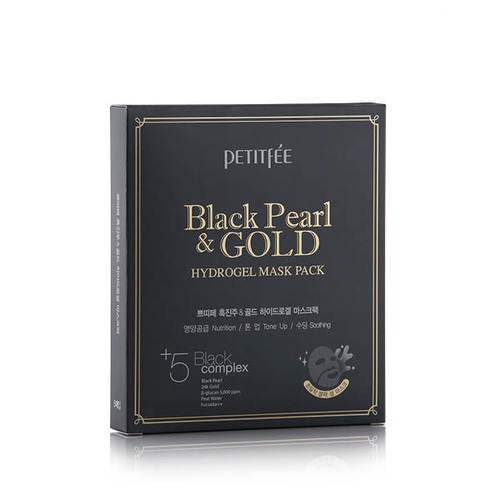 Гідрогелева маска з золотом і чорними перлами Petitfee Black Pearl & Gold Hydrogel Mask Pack - 5шт