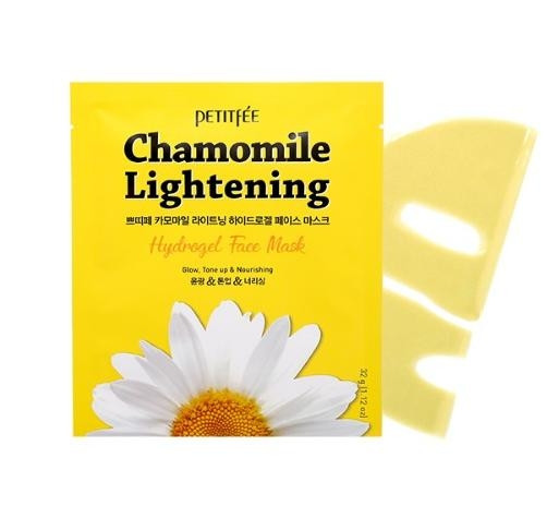 Гідрогелева освітлююча маска для обличчя з екстрактом ромашки Petitfee Chamomile Lightening Hydrogel Face Mask 32g - 1 шт, фото 1