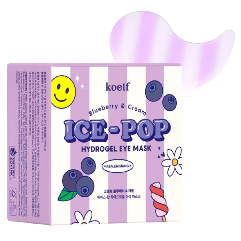 Гідрогелеві патчі для очей з лохиною та вершками Koelf Blueberry & Cream Ice-Pop Hydrogel Eye Mask 60шт, фото 1